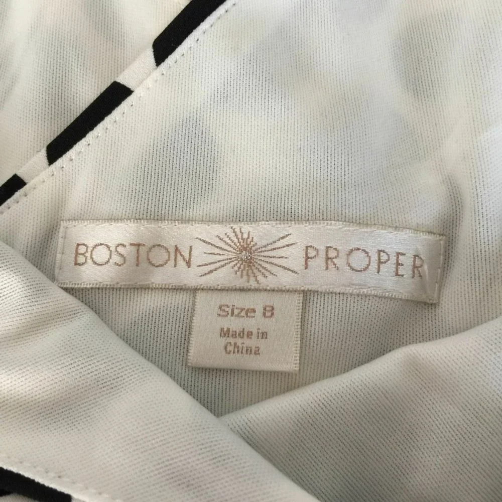 BOSTON PROPER Womens BLACK WHITE DOT Career Casual Cocktail Empire Dress Sz 8 - Picture 4 of 5